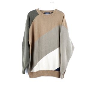 Vtg 90s Streetwear Color Block Crewneck Sweater